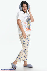 Printed 3pcs Pijama Kit - Free Size