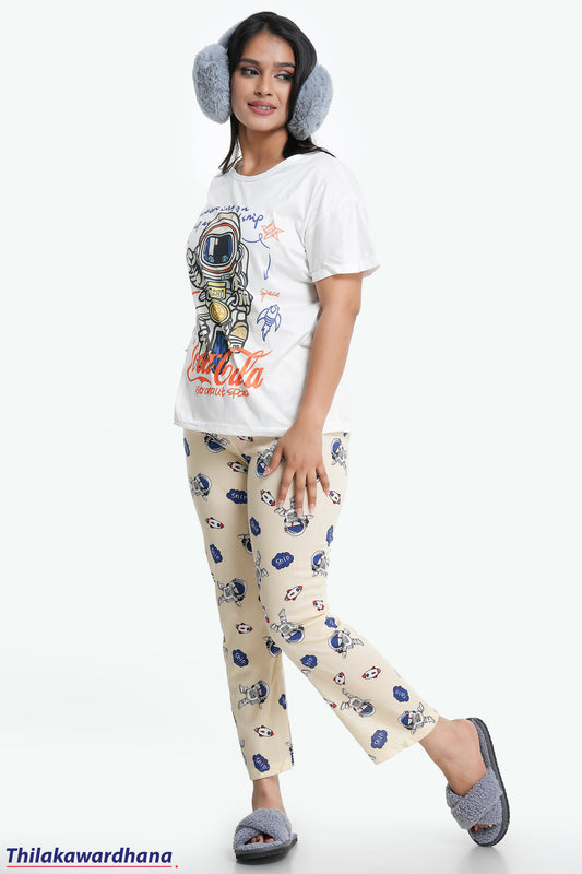 Printed 3pcs Pijama Kit - Free Size