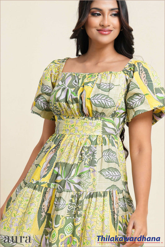 Twilight Garden Mosaic Midi Dress