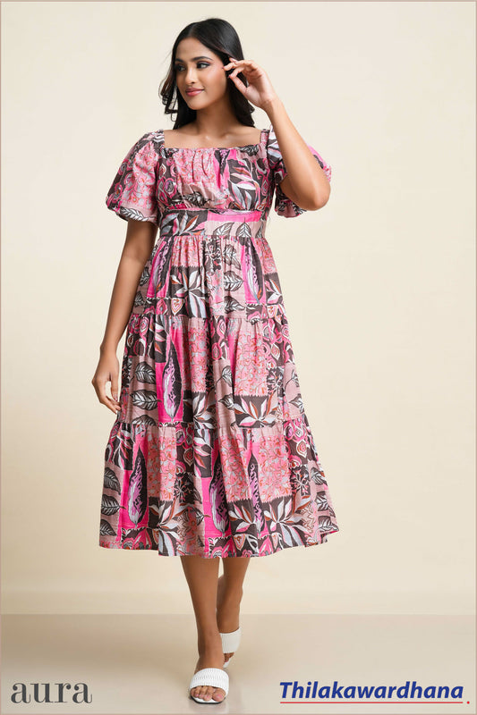 Aura Berry Bloom Midi Dress