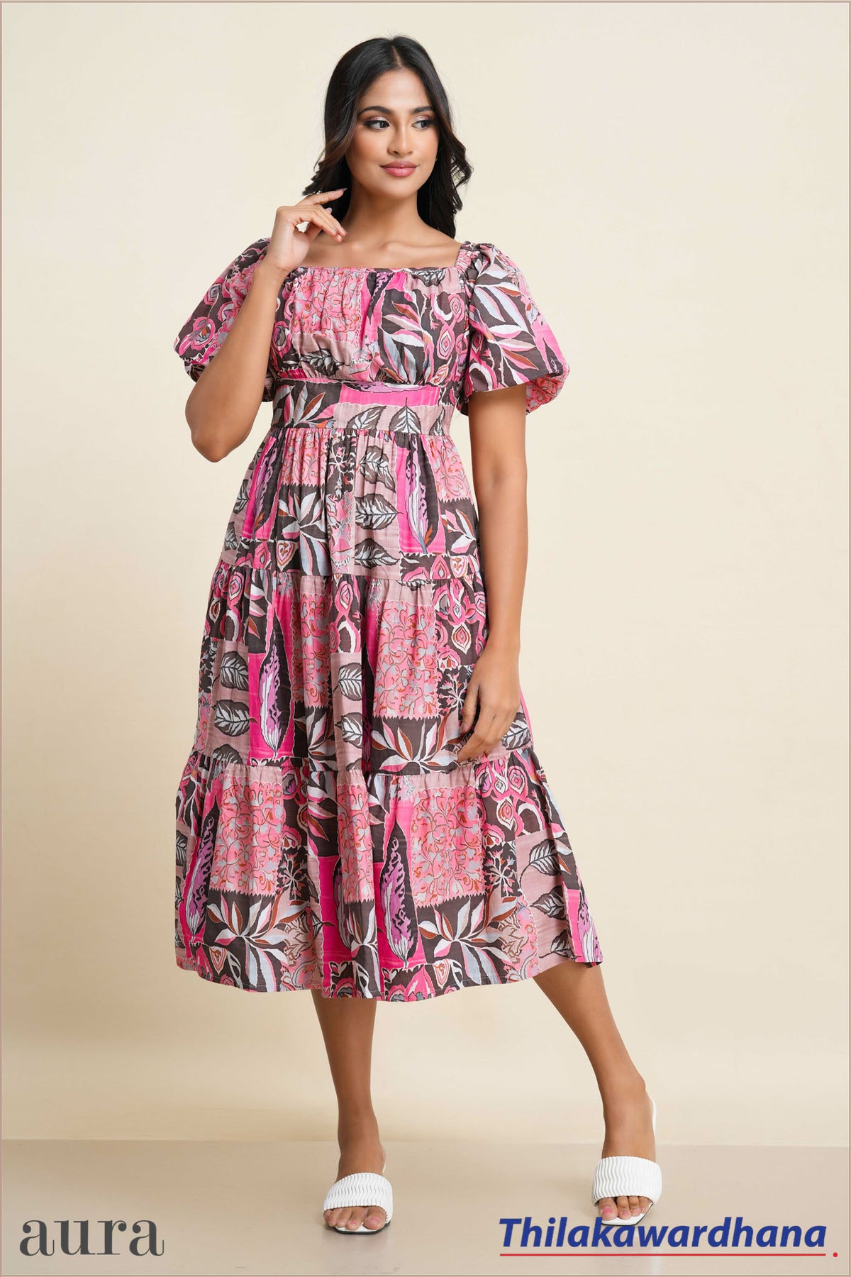 Aura Berry Bloom Midi Dress