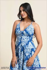 Aura Sapphire Garden Maxi Dress