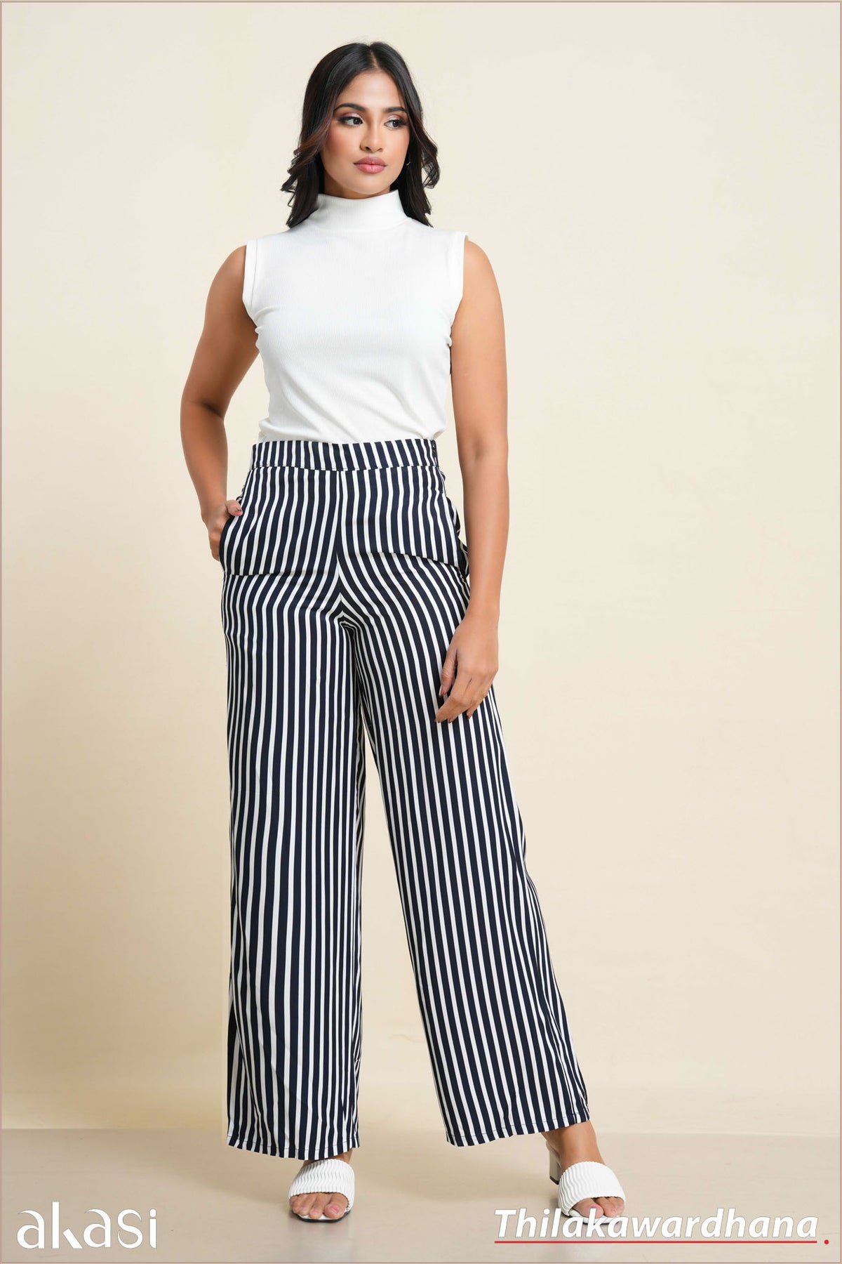 Akasi High Waist Striped Pant