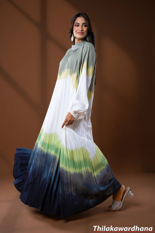Aurora Flow Pleated Maxi Dress