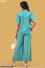 Aura Mint Breeze Wide-Leg Co-Ord Set
