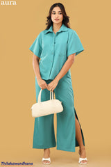 Aura Mint Breeze Wide-Leg Co-Ord Set