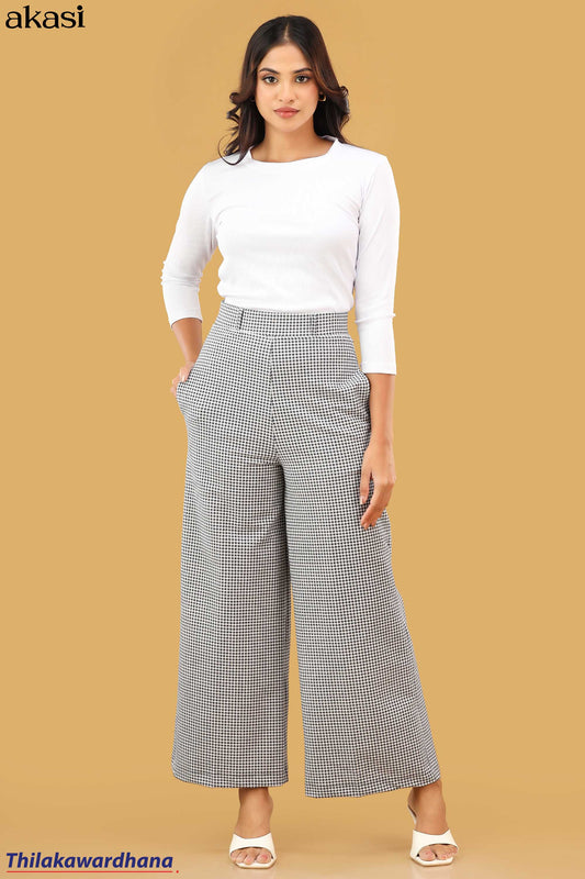 Akasi Classic Check Wide-Leg Pant