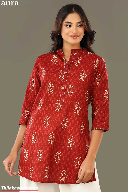 Aura Printed Kurtha Top
