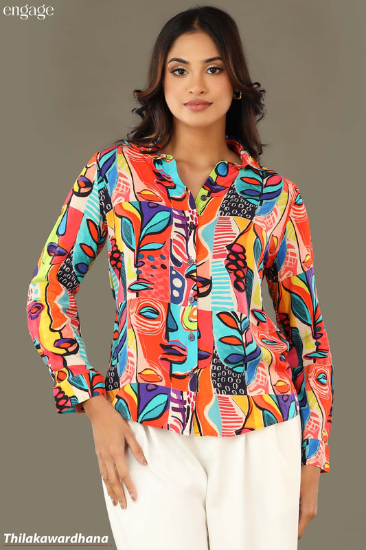 Engage Abstract Printed Top