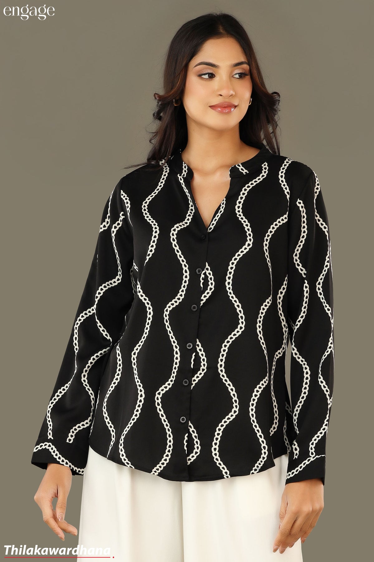 Engage Chain Printed Long Sleeve Top