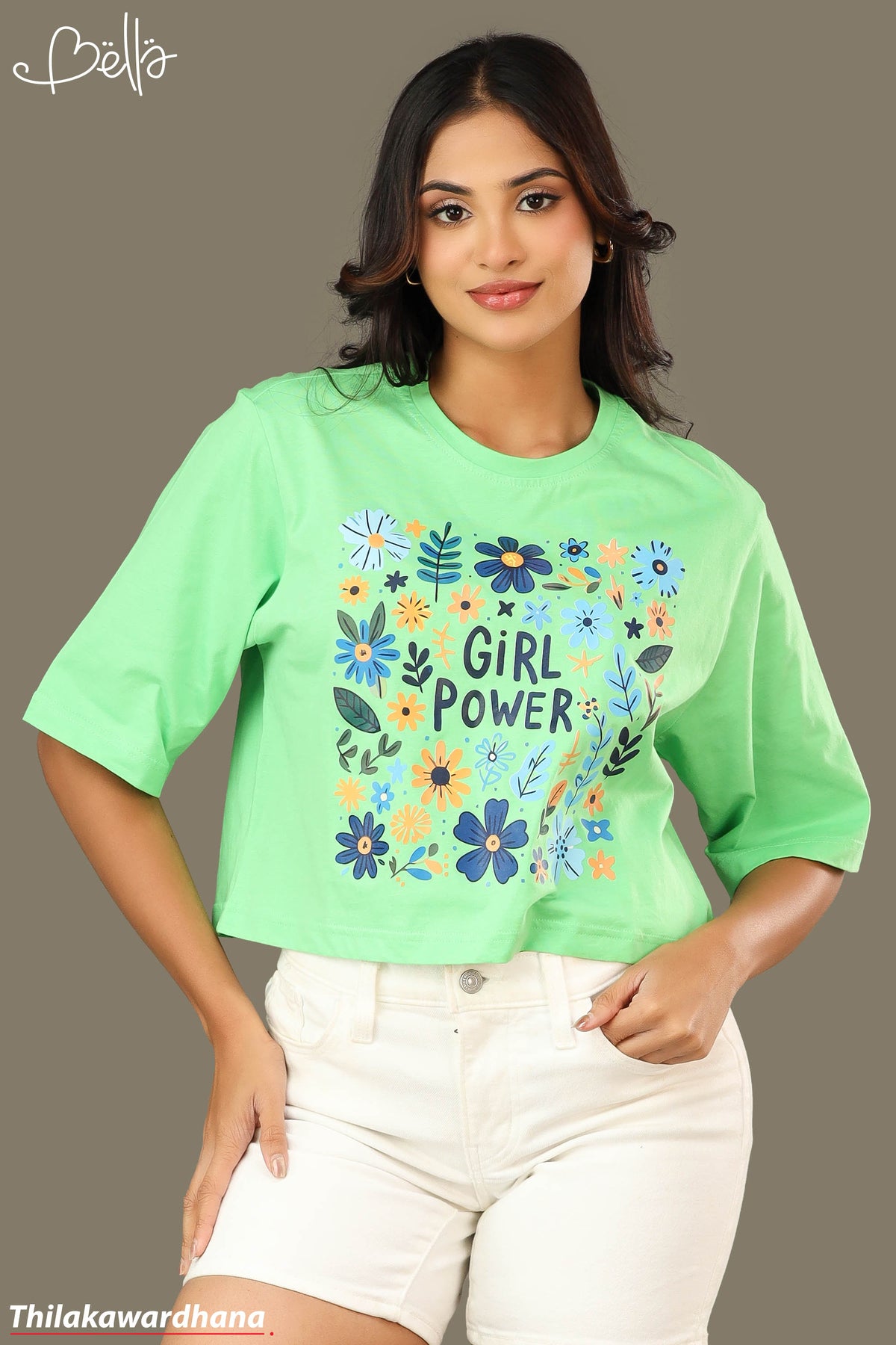 Bella Girl Power Floral Printed Tee