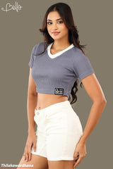 Bella V Neck Crop Tee