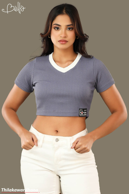 Bella V Neck Crop Tee