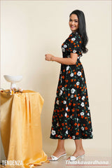 Tendenza Floral Printed V Neck Maxi Dress