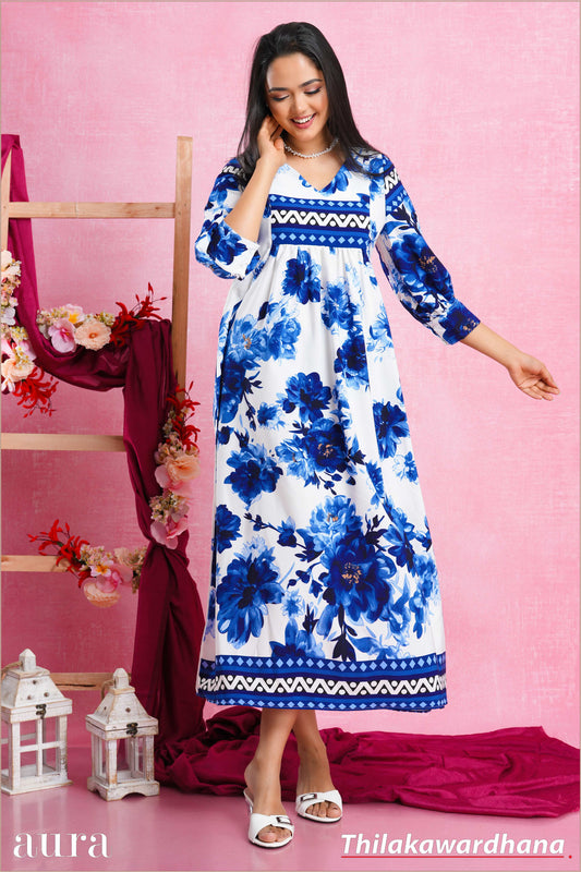 Aura Crystal Blue Maxi Dress