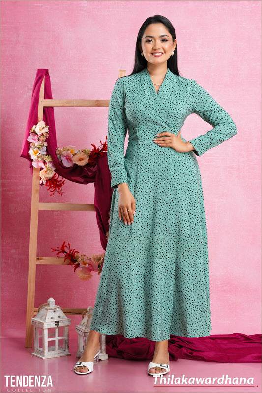 Tendenza Printed Overlapped Maxi Dress