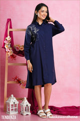 Tendenza Embroidered Oversized Shirt Dress