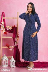 Tendenza Printed Overlapped Maxi Dress