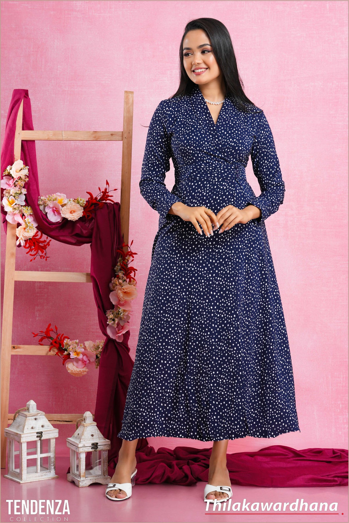 Tendenza Printed Overlapped Maxi Dress