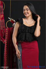 Black Lotus Ruffle Top - Free Size