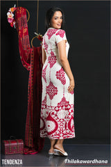 Tendenza Short Sleeve Printed Long Dress