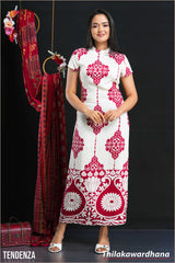 Tendenza Short Sleeve Printed Long Dress