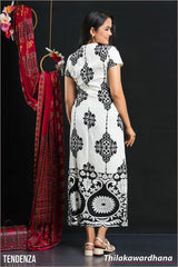 Tendenza Short Sleeve Printed Long Dress