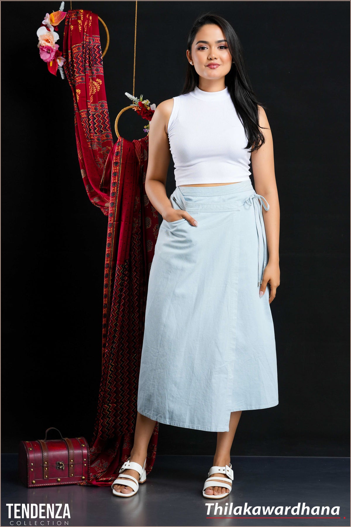 Tendenza Wrapped Linen Skirt