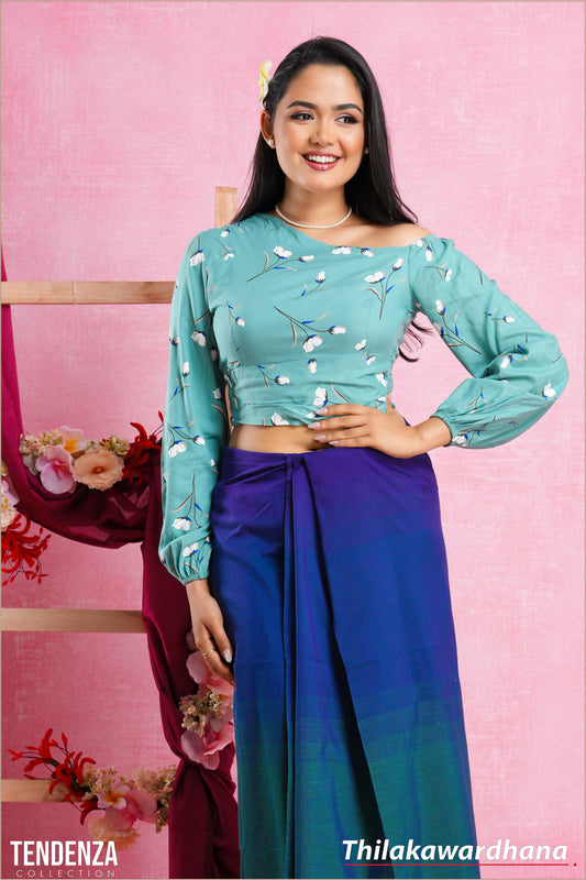 Tendenza Long Sleeve Asymmetrical Shoulder Top