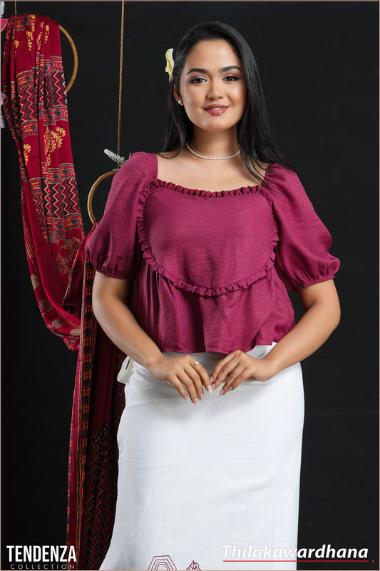 Tendenza Heart Shaped Frilled Blouse