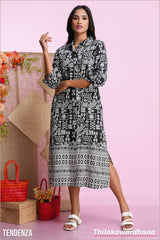 Tendenza Printed Three Quarter Sleeve Dress