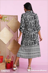 Tendenza Printed Three Quarter Sleeve Dress