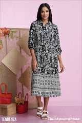 Tendenza Printed Three Quarter Sleeve Dress