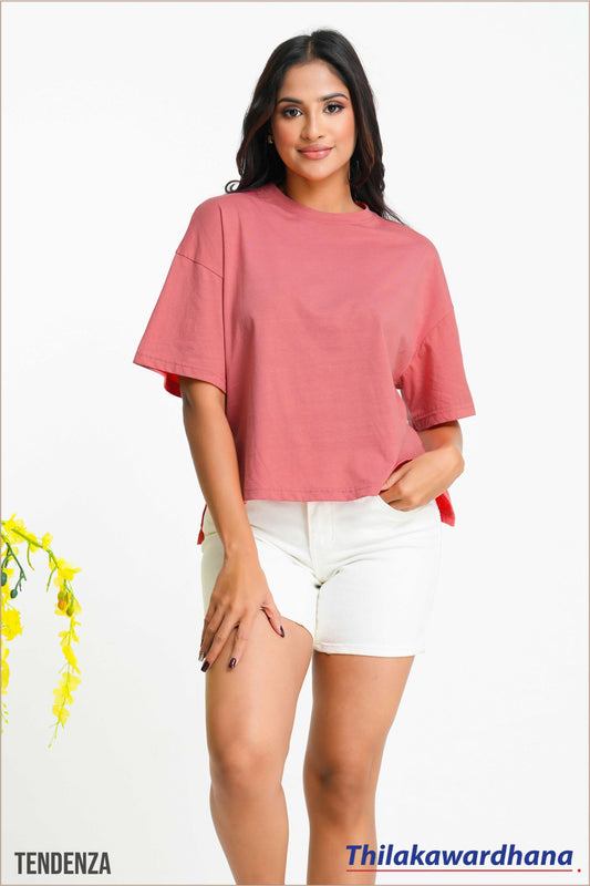 Tendenza Short Sleeve Crew Neck Oversized T Shirt