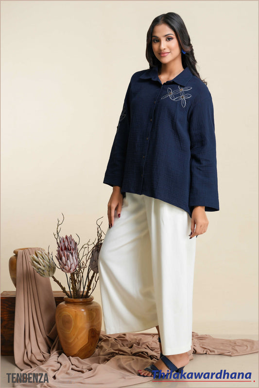 Tendenza Balloon Sleeve Embroidered Shirt