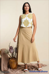 Tendenza High Waist Midi Linen Skirt