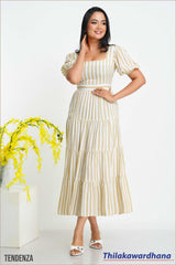 Tendenza Striped Tiered Maxi Dress