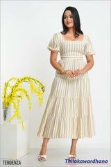 Tendenza Striped Tiered Maxi Dress