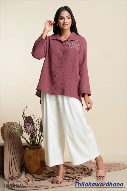 Tendenza Balloon Sleeve Embroidered Shirt