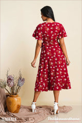 Tendenza Slit Hem Midi Dress