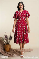 Tendenza Slit Hem Midi Dress