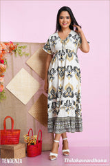 Tendenza Embroidary Printed Midi Dress