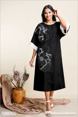 Tendenza Embroidary Kaftan Linen Dress