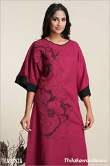 Tendenza Embroidary Kaftan Linen Dress