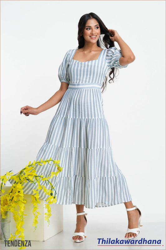 Tendenza Striped Tiered Maxi Dress