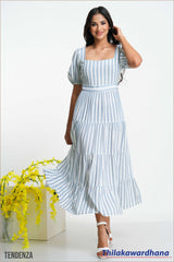 Tendenza Striped Tiered Maxi Dress