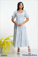 Tendenza Striped Tiered Maxi Dress