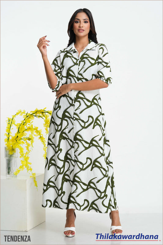 Tendenza Puff Sleeve A Line Maxi Dress