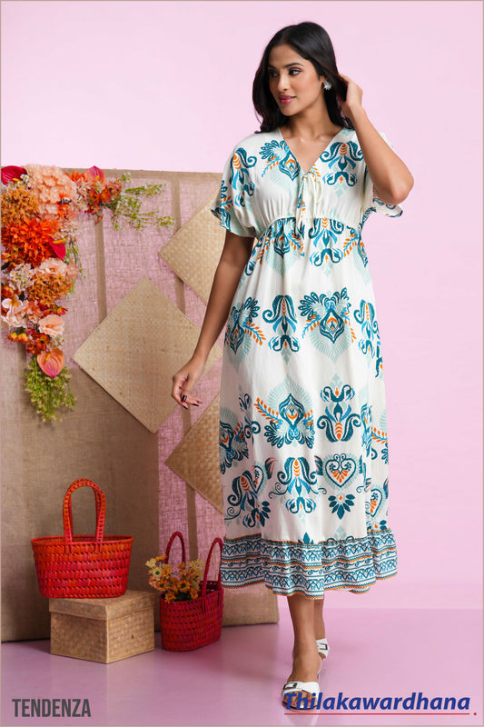 Tendenza Embroidary Printed Midi Dress