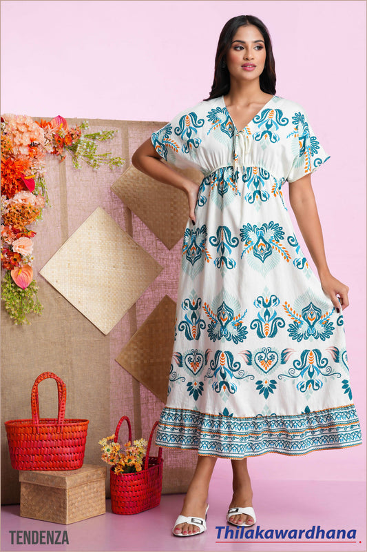 Tendenza Embroidary Printed Midi Dress